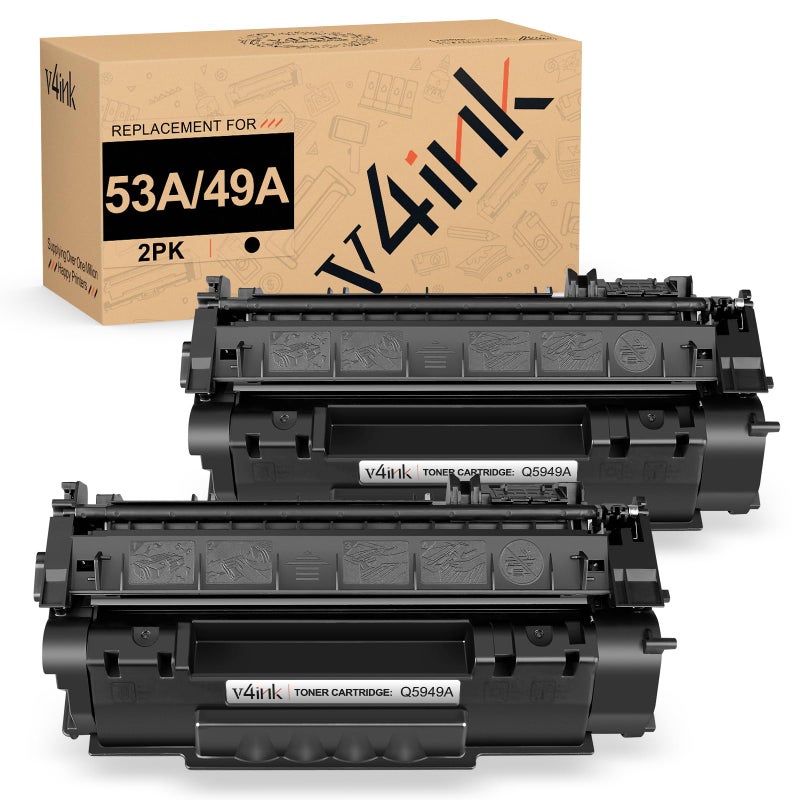 v4ink Compatible 49A 53A Toner Cartridge Replacement for HP Q5949A Q7553A for use with HP 1320 1320n P2015dn P2015 P2015n 3390 3392 1160 P2014 M2727nf MFP Printer (Black,2 Packs) - Image 1